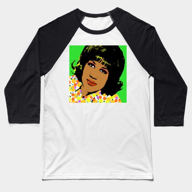 Aretha Franklin POP #1 Baseball T-Shirt by SiSuSiSu